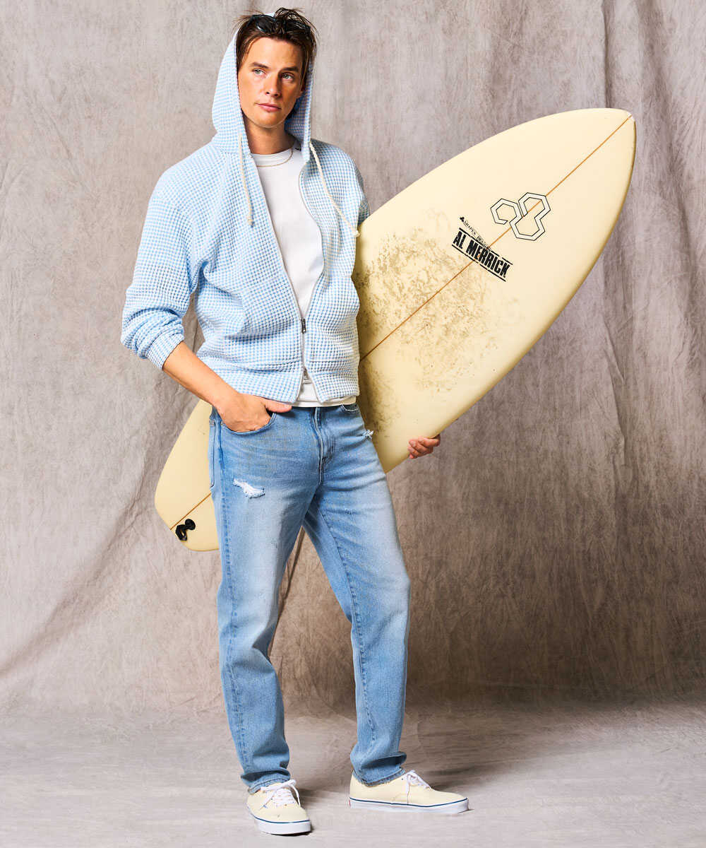 リラックス フルジップ ワッフルパーカ