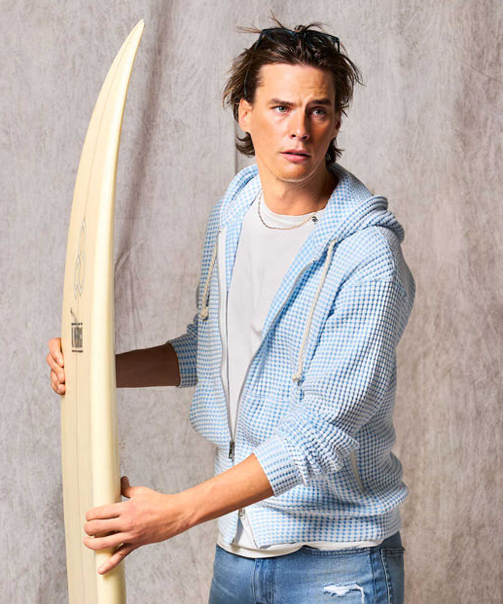 リラックス フルジップ ワッフルパーカ