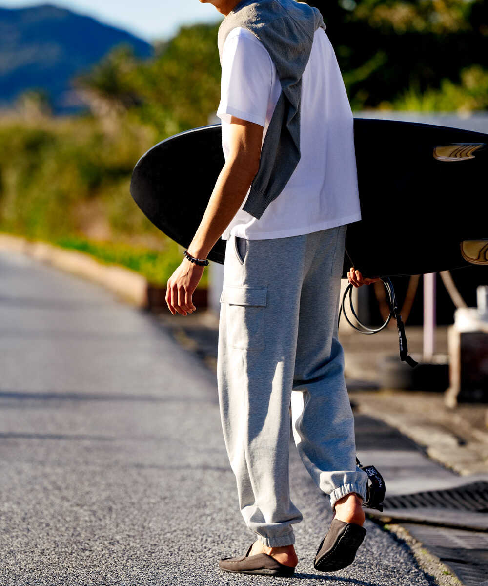限定 ストレート スウェット カーゴパンツ