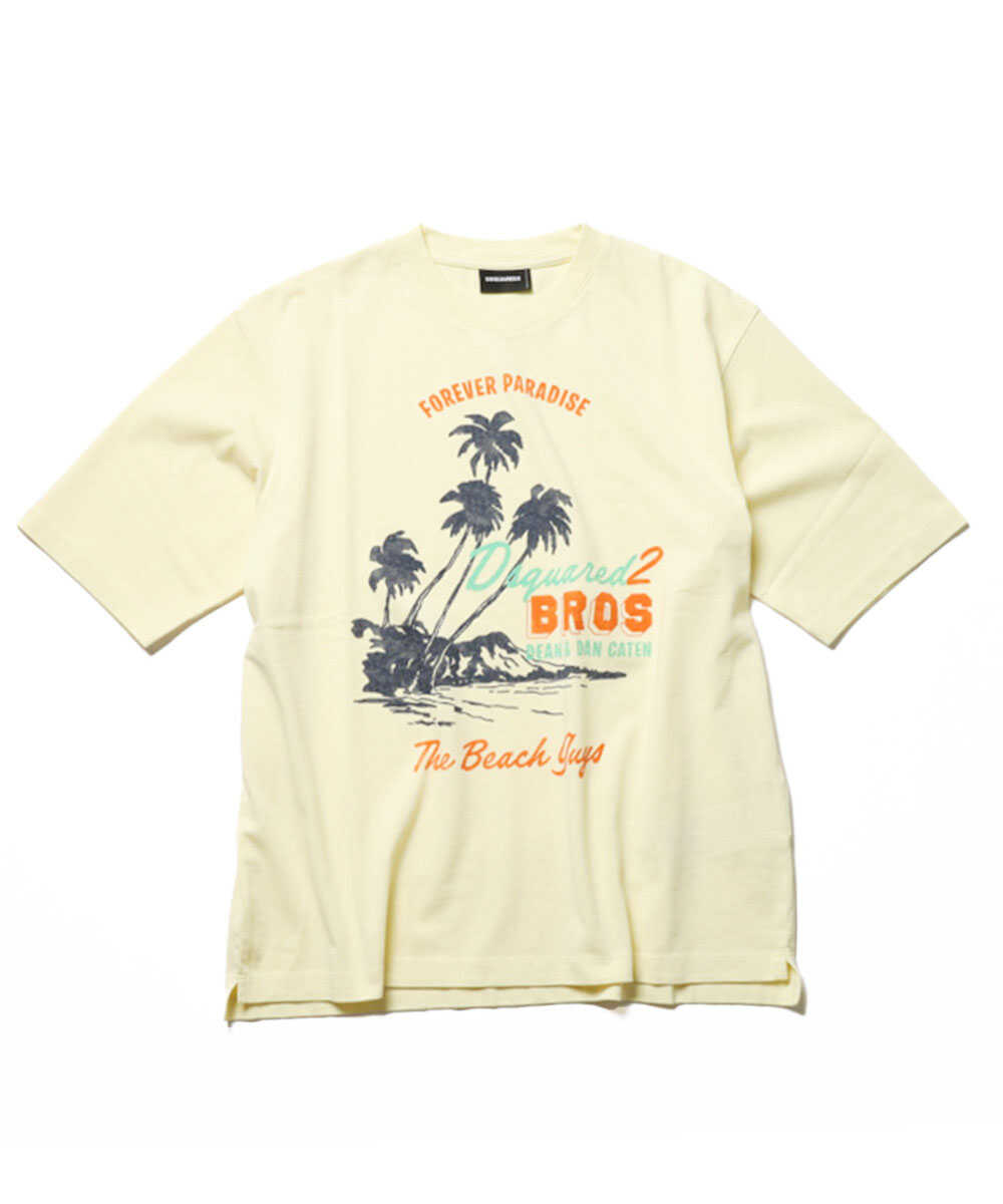 ルーズフィット パームツリープリントTシャツ