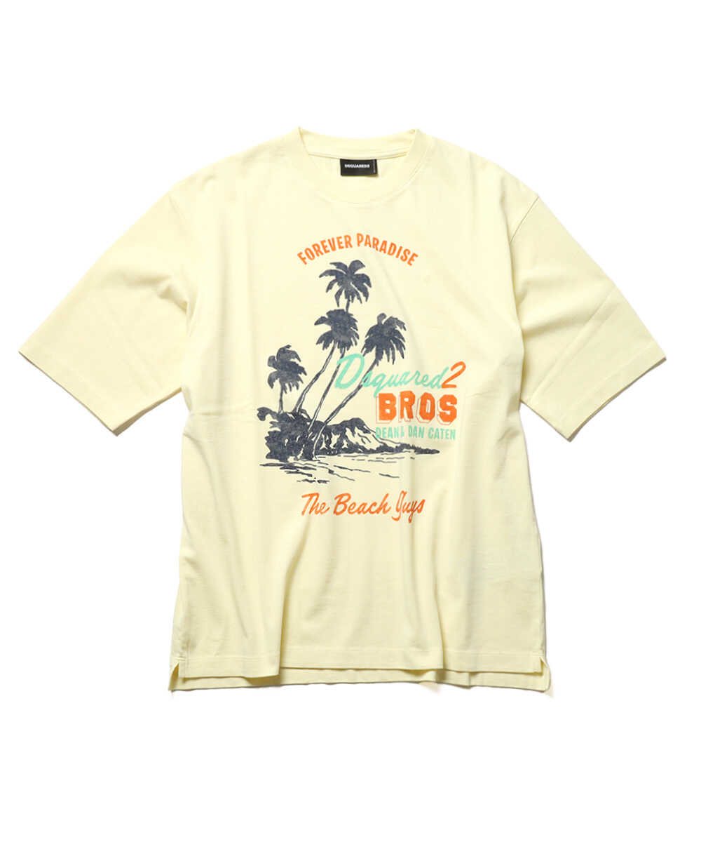 ルーズフィット パームツリープリントTシャツ