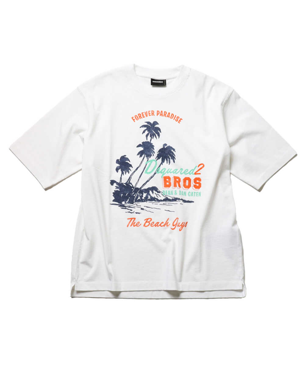 ルーズフィット パームツリープリントTシャツ