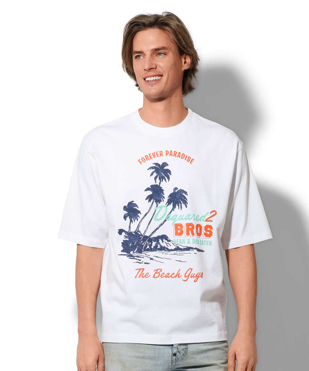 ルーズフィット パームツリープリントTシャツ