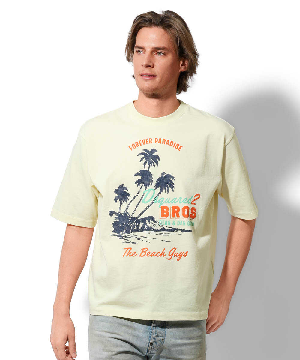 ルーズフィット パームツリープリントTシャツ