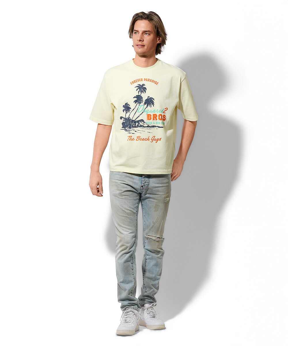 ルーズフィット パームツリープリントTシャツ