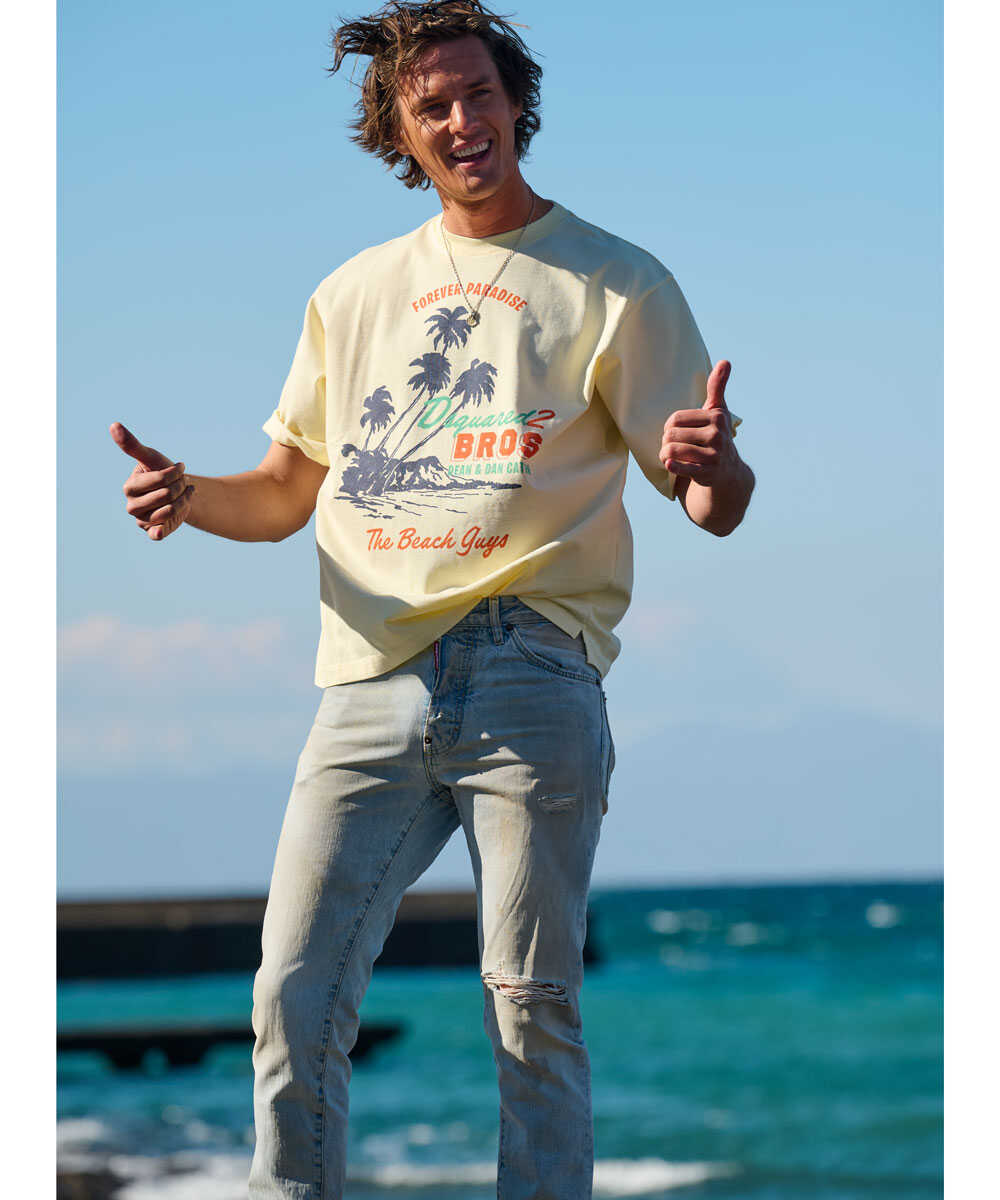 ルーズフィット パームツリープリントTシャツ