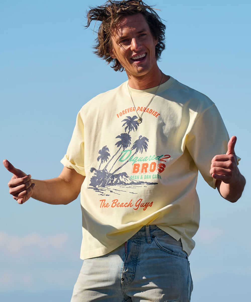 ルーズフィット パームツリープリントTシャツ