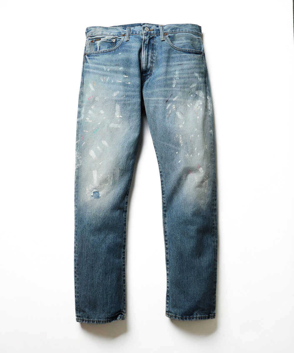 ウォッシュ加工 ストレートデニムパンツ