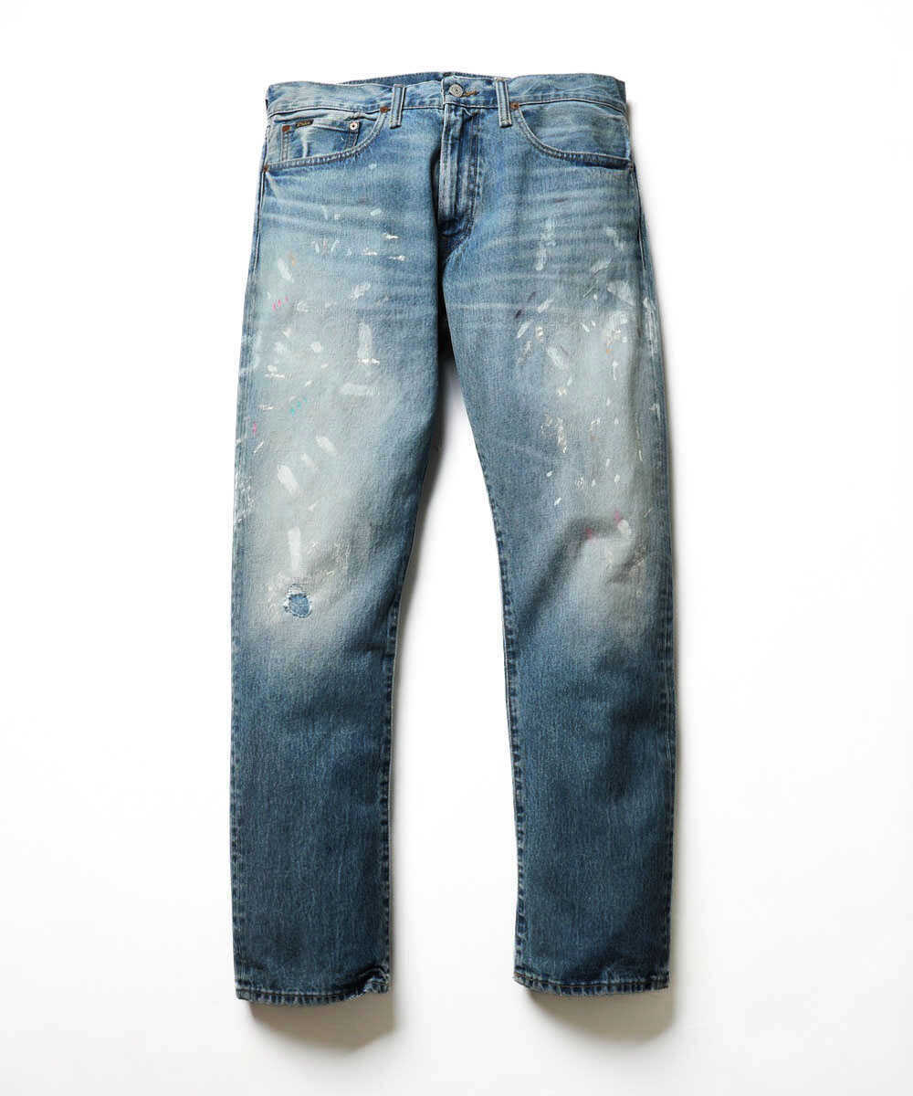 ウォッシュ加工 ストレートデニムパンツ