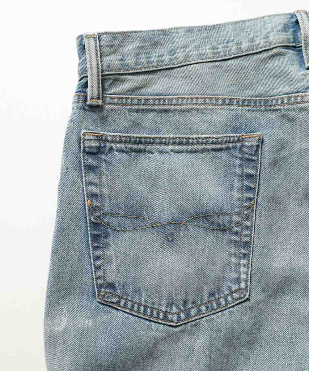 ウォッシュ加工 ストレートデニムパンツ