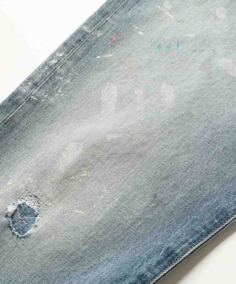 ウォッシュ加工 ストレートデニムパンツ