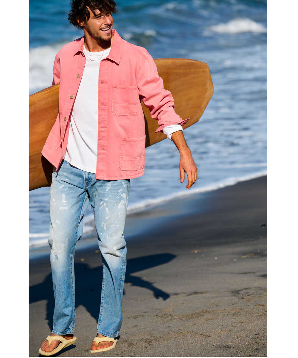 ウォッシュ加工 ストレートデニムパンツ