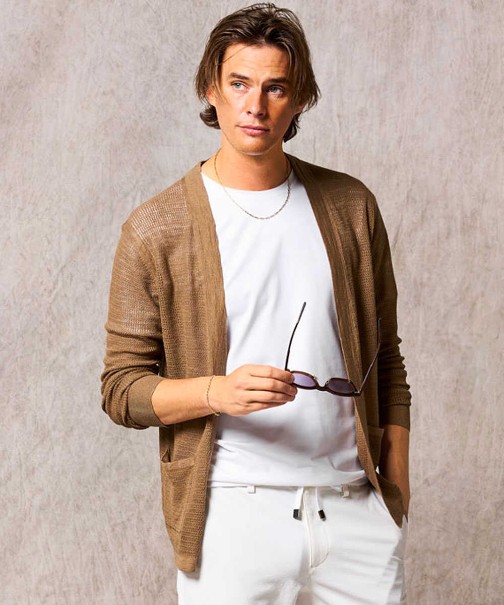 着流しリネンカーディガン