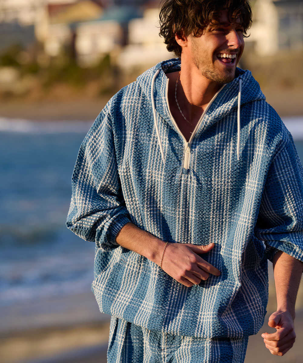 別注限定 インディゴ シアサッカー シャツパーカ