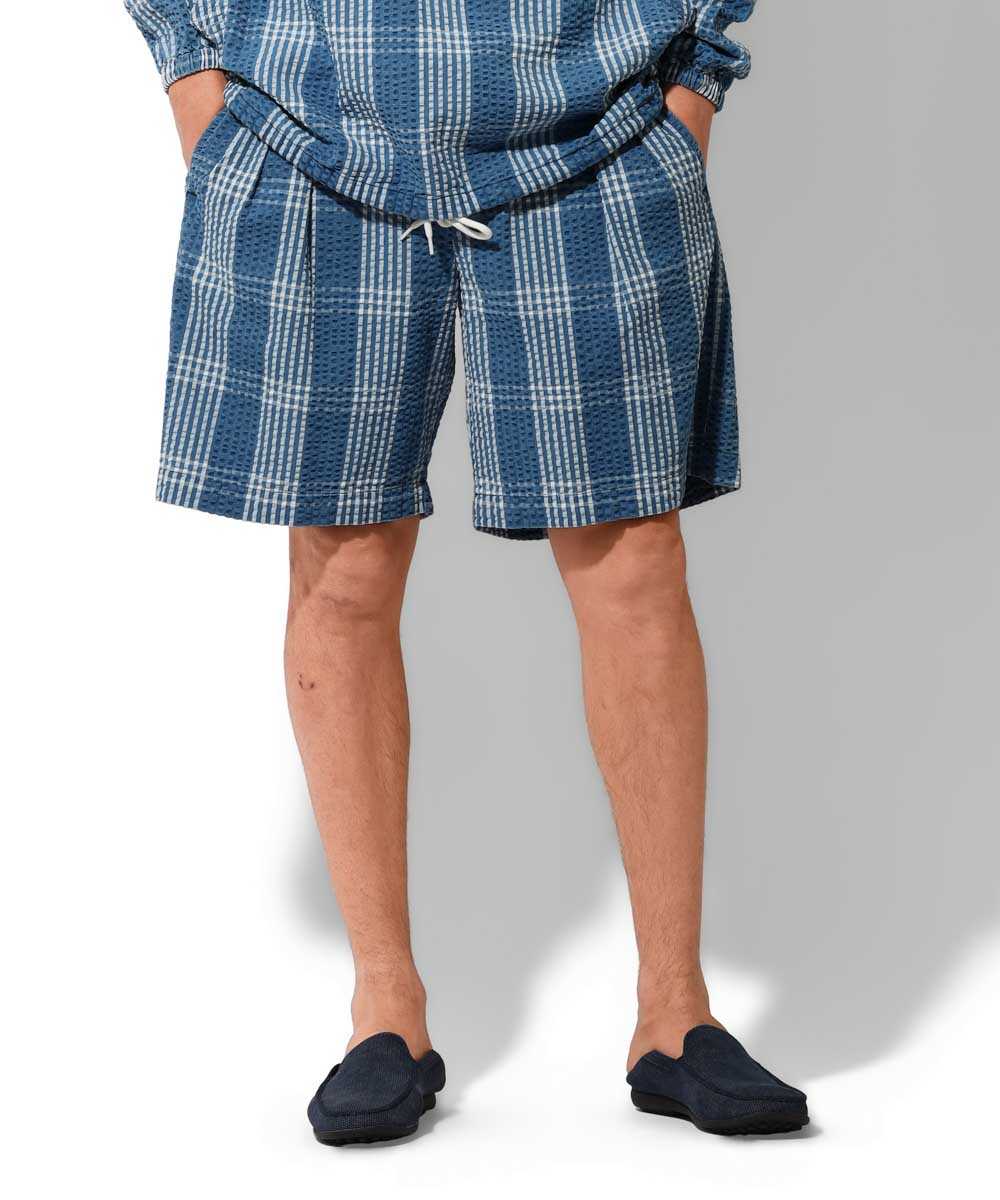 別注限定 インディゴ シアサッカー ショーツ