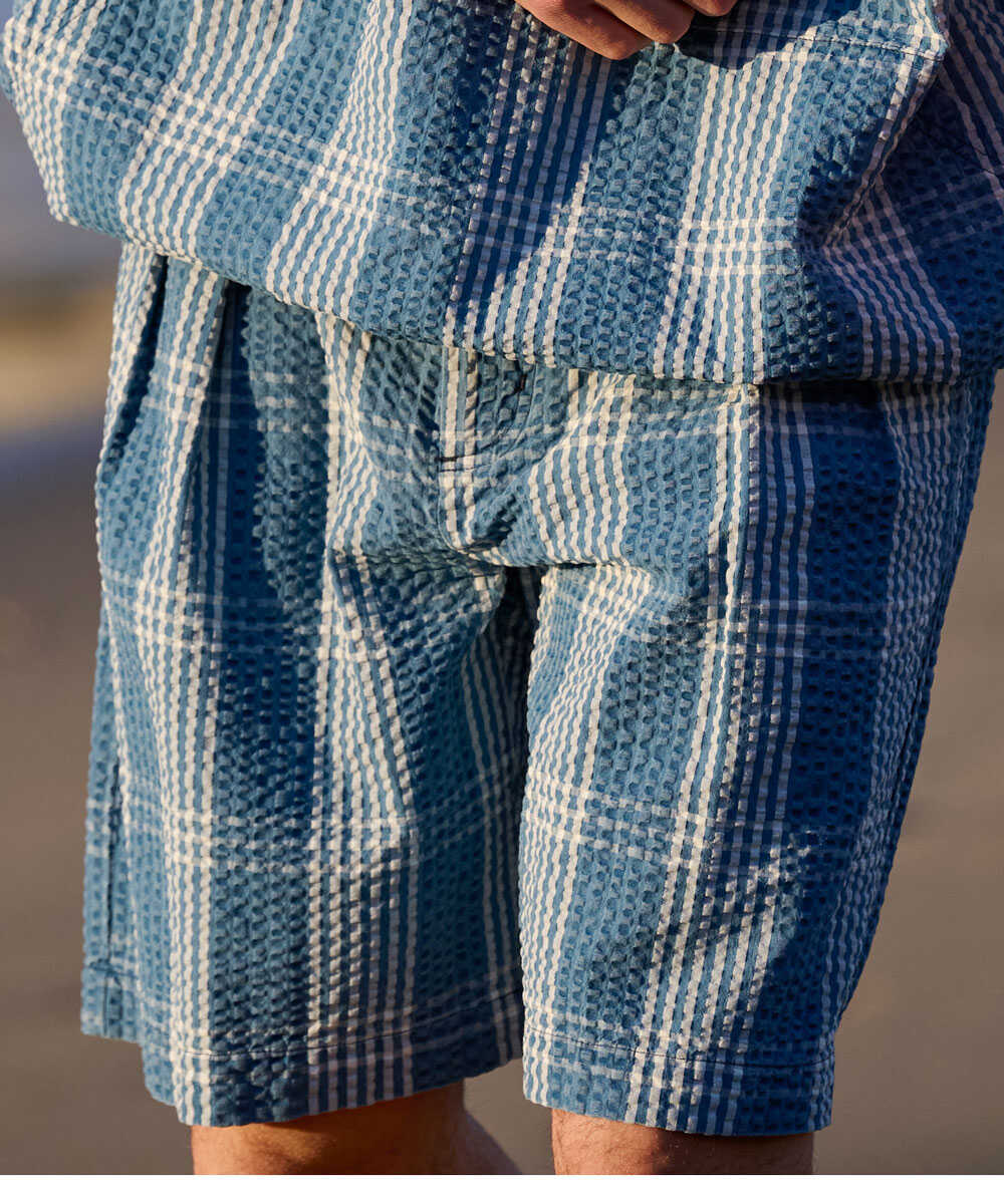 別注限定 インディゴ シアサッカー ショーツ