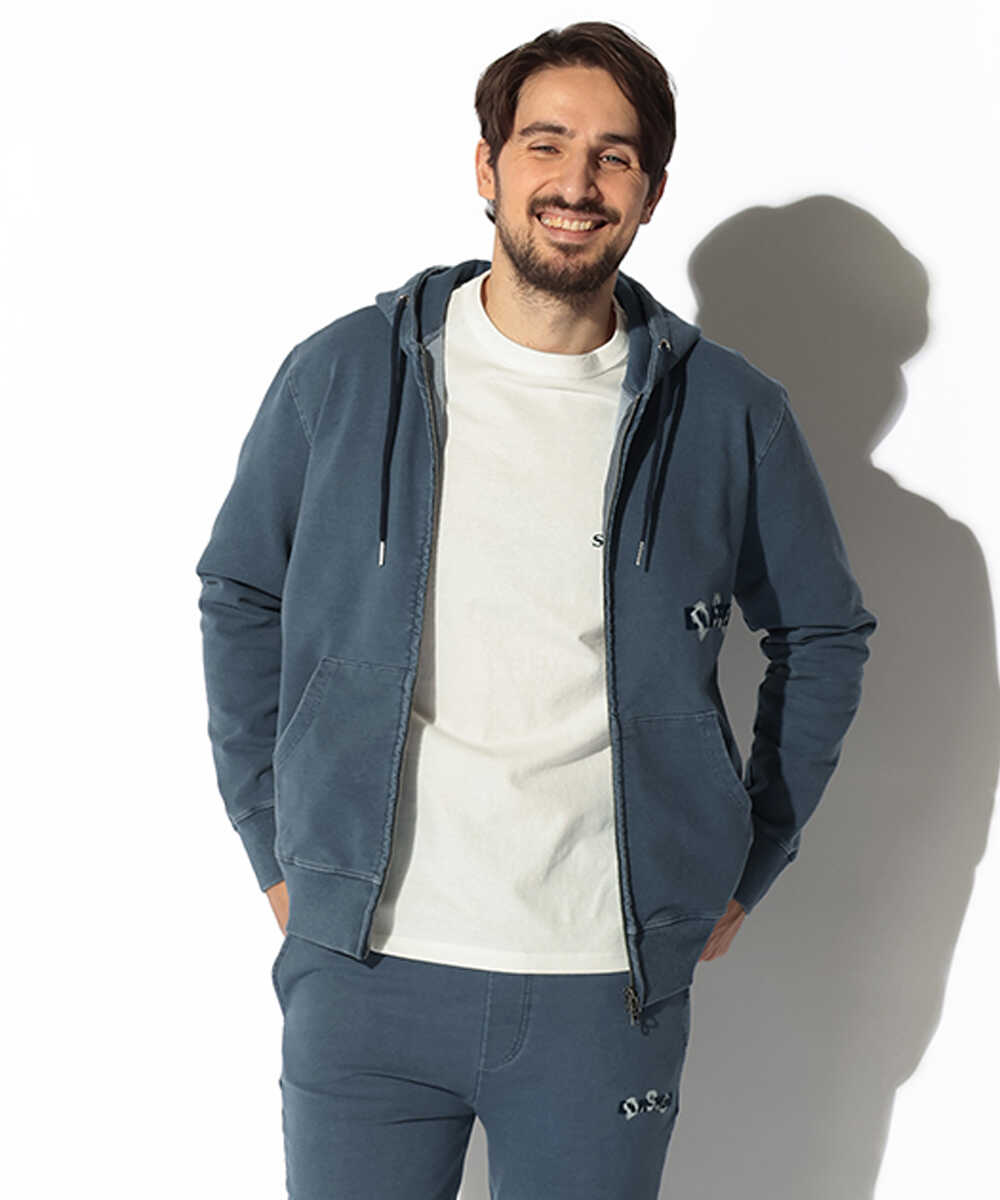 インディゴポンチ ジップアップパーカ