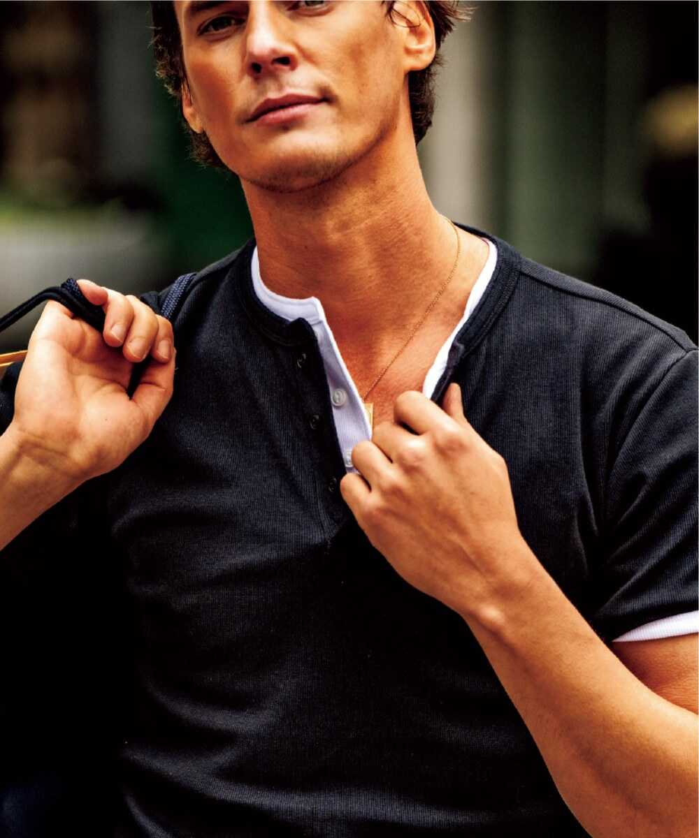 デイリー リブ ヘンリーネックTシャツ