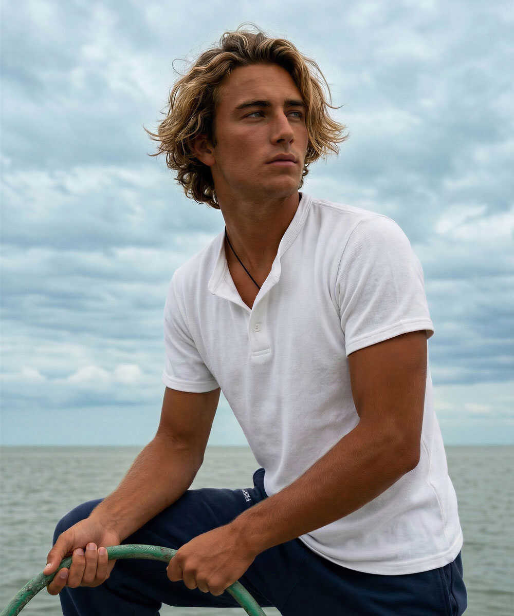 デイリー リブ ヘンリーネックTシャツ