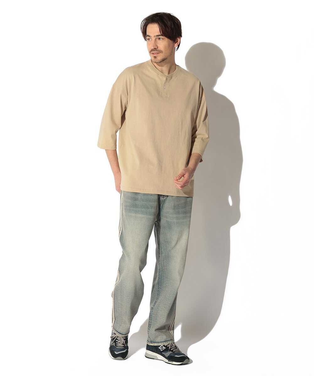 "ガムストレッチ デニム" サイドライン ワイドデニムパンツ