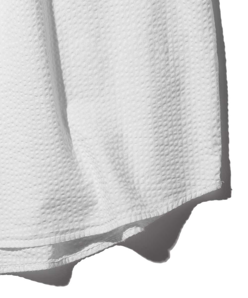 シアサッカー バンドカラーシャツ