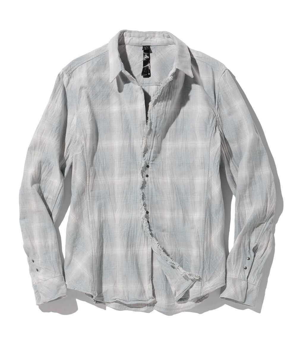 2ホック チェックシャツ 