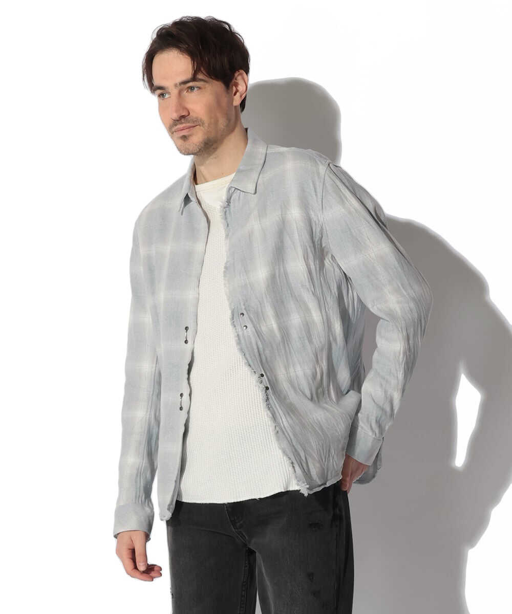 2ホック チェックシャツ 