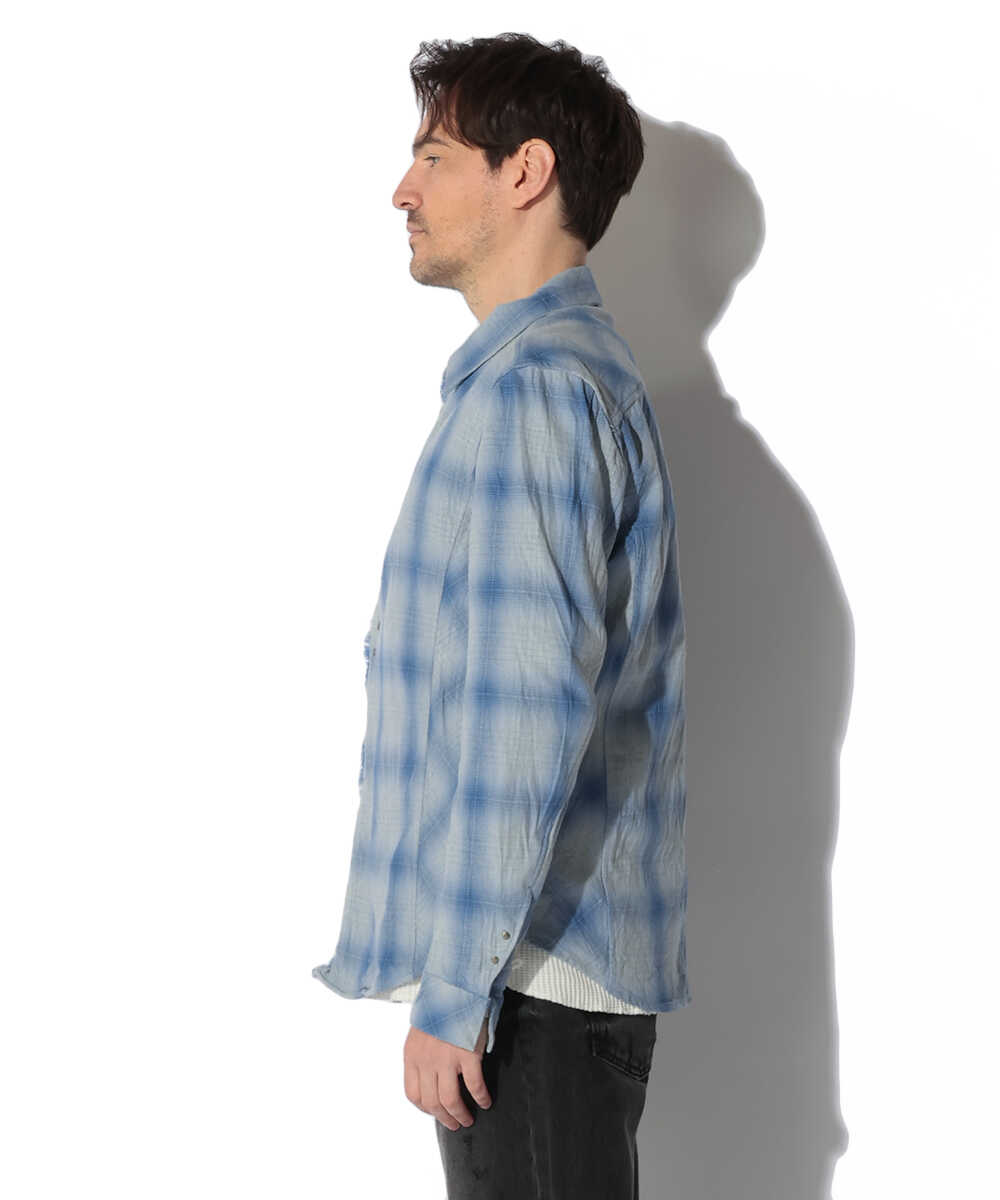 2ホック チェックシャツ 