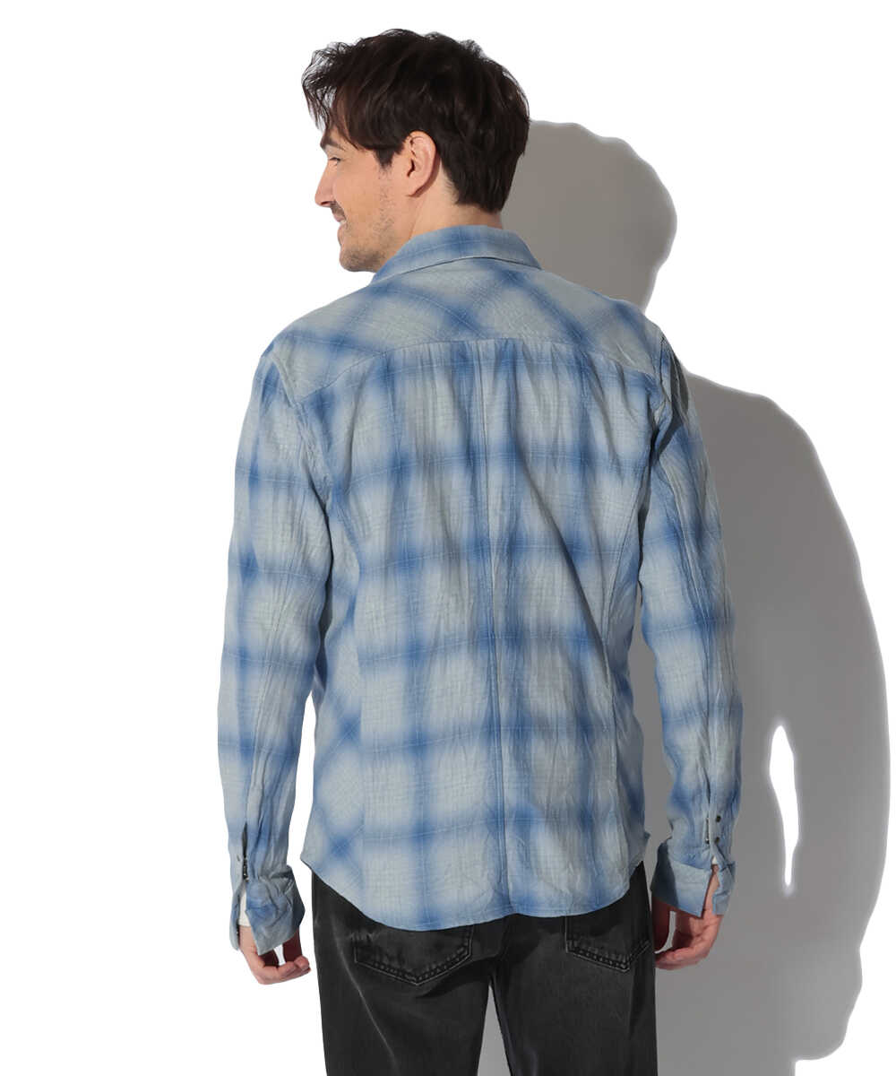 2ホック チェックシャツ 