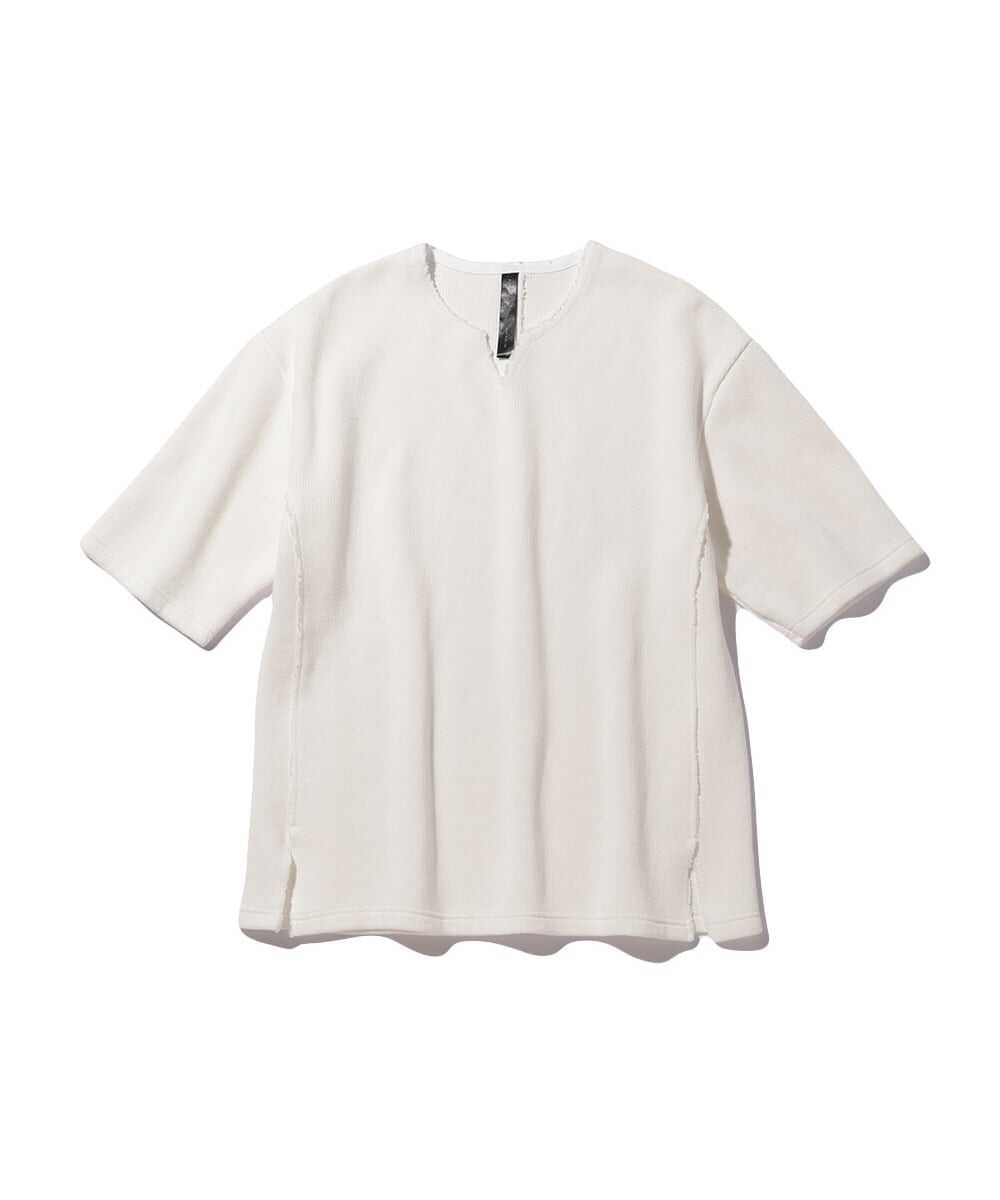 クォーターニット キーネック5分袖Tシャツ