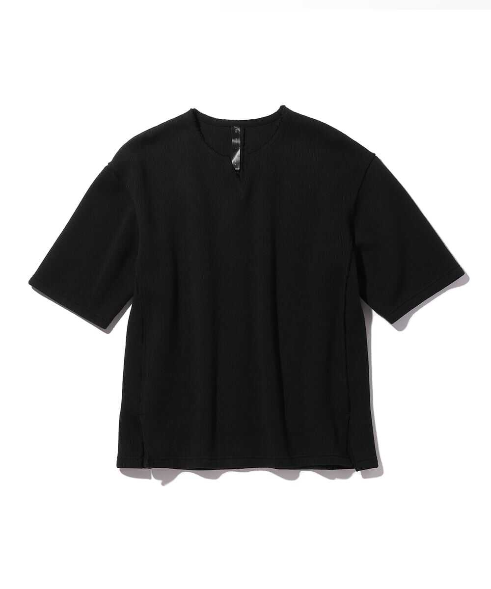 クォーターニット キーネック5分袖Tシャツ