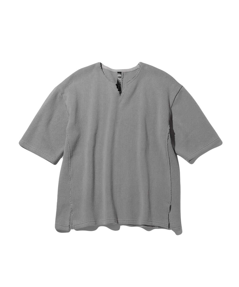 クォーターニット キーネック5分袖Tシャツ