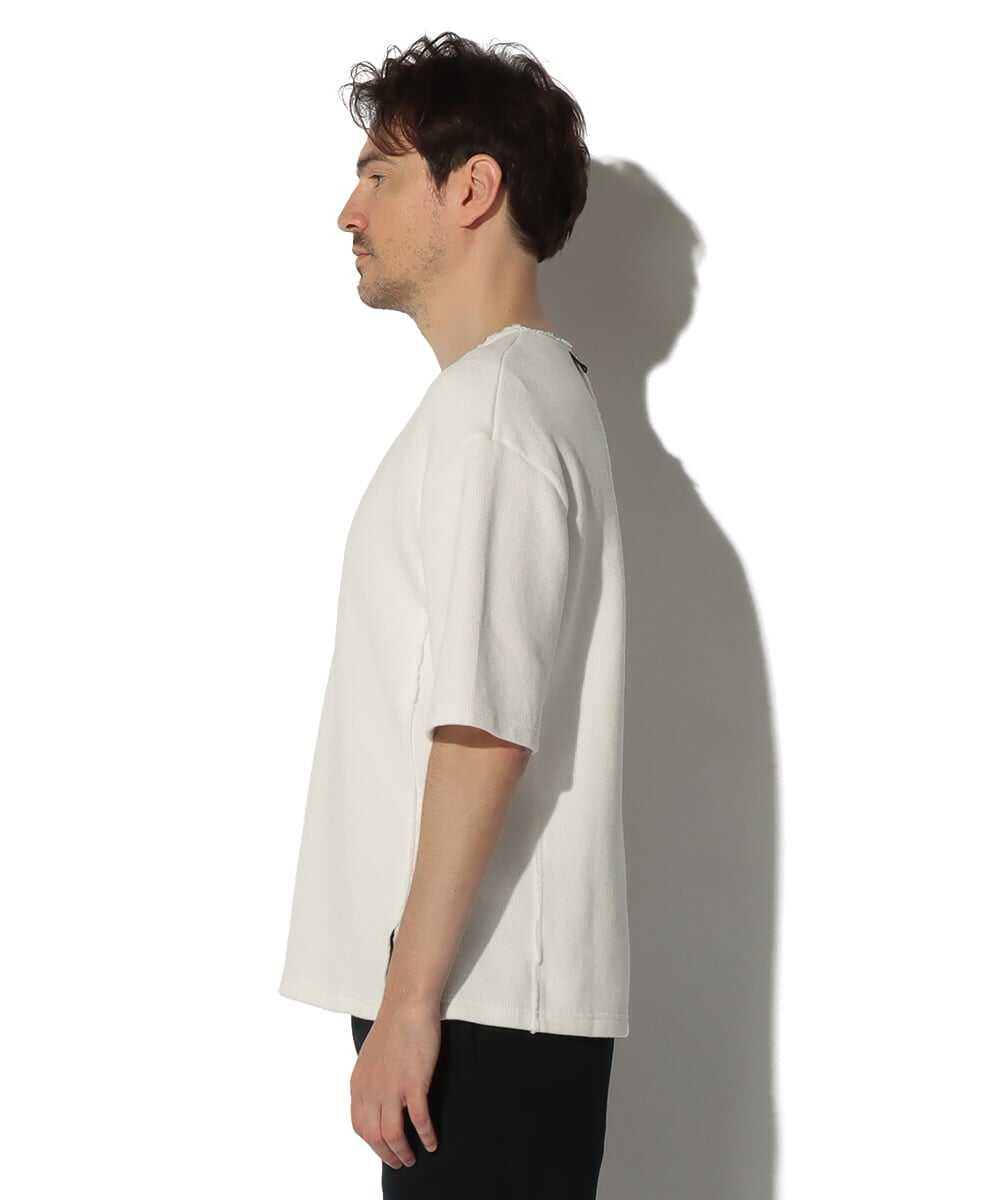 クォーターニット キーネック5分袖Tシャツ