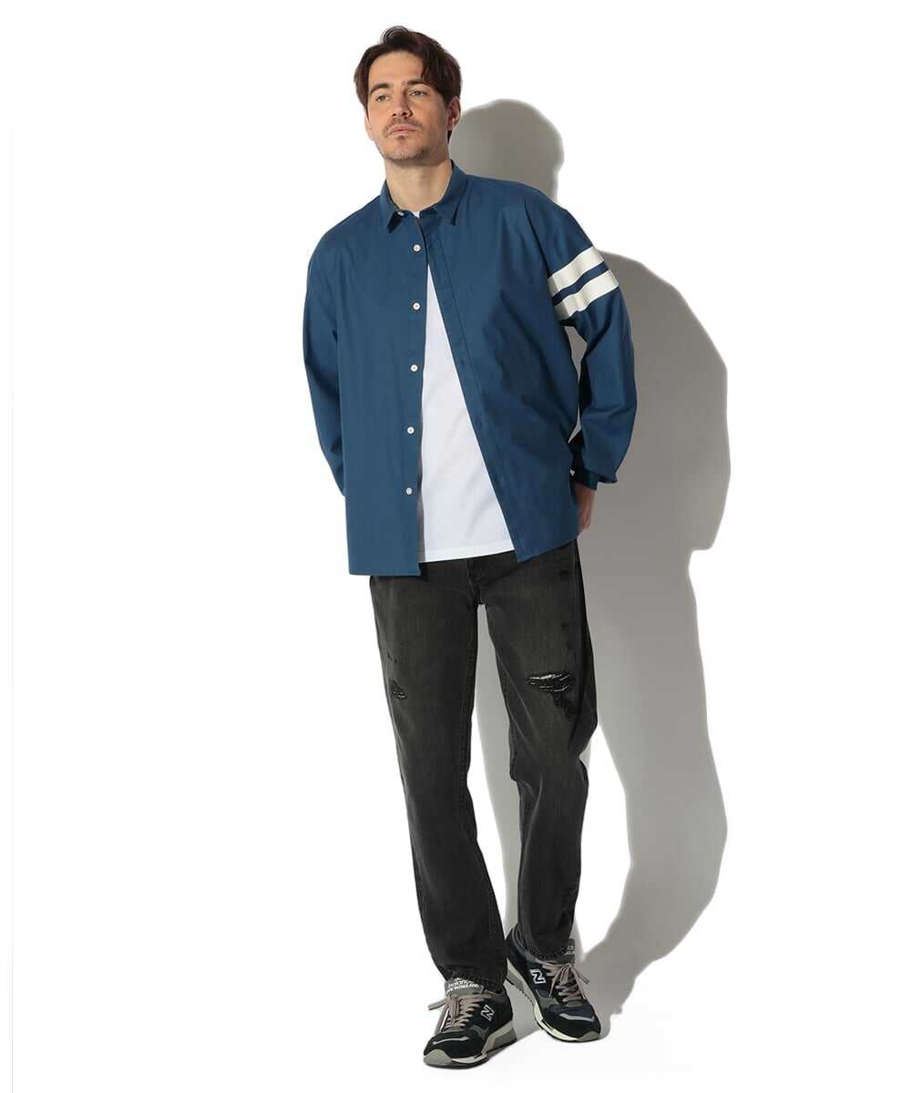 バックサテンショート カラーラインシャツ