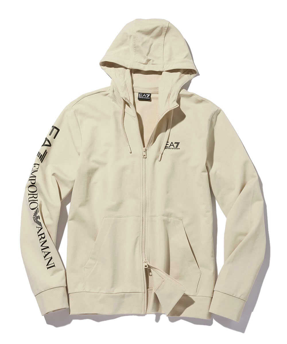 袖ロゴ入り ジップフーディ