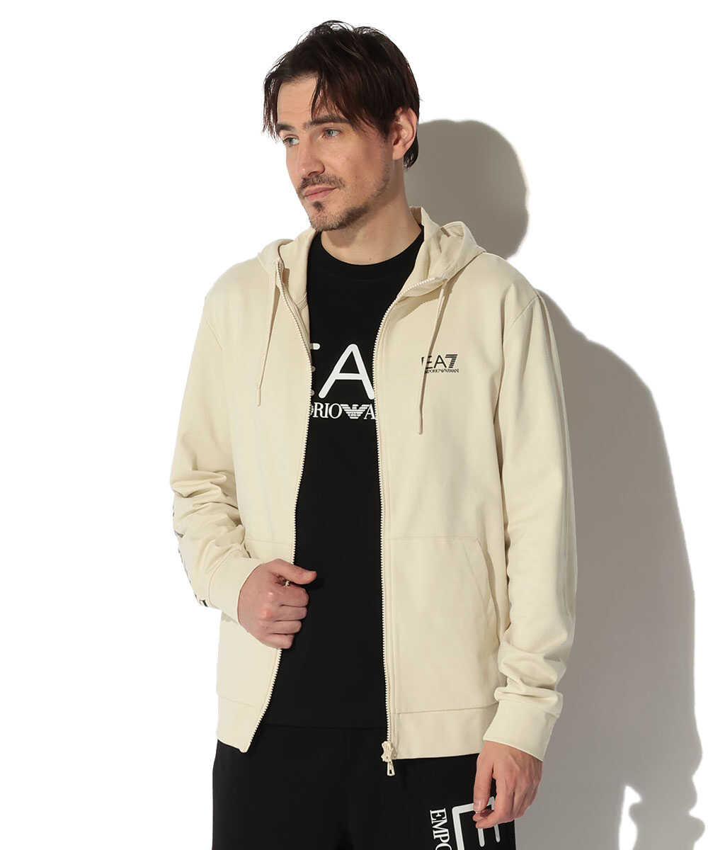 袖ロゴ入り ジップフーディ