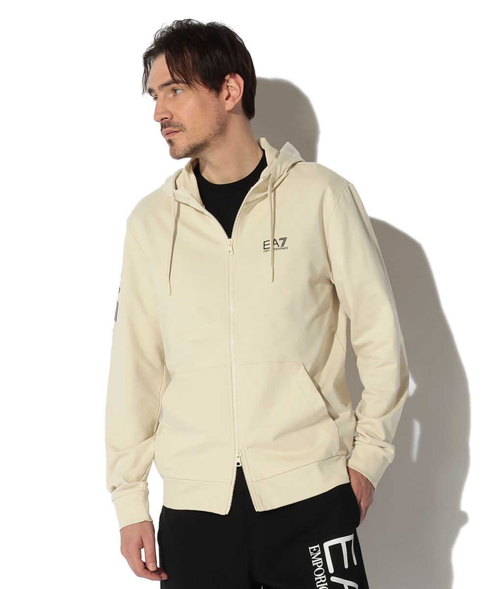 袖ロゴ入り ジップフーディ