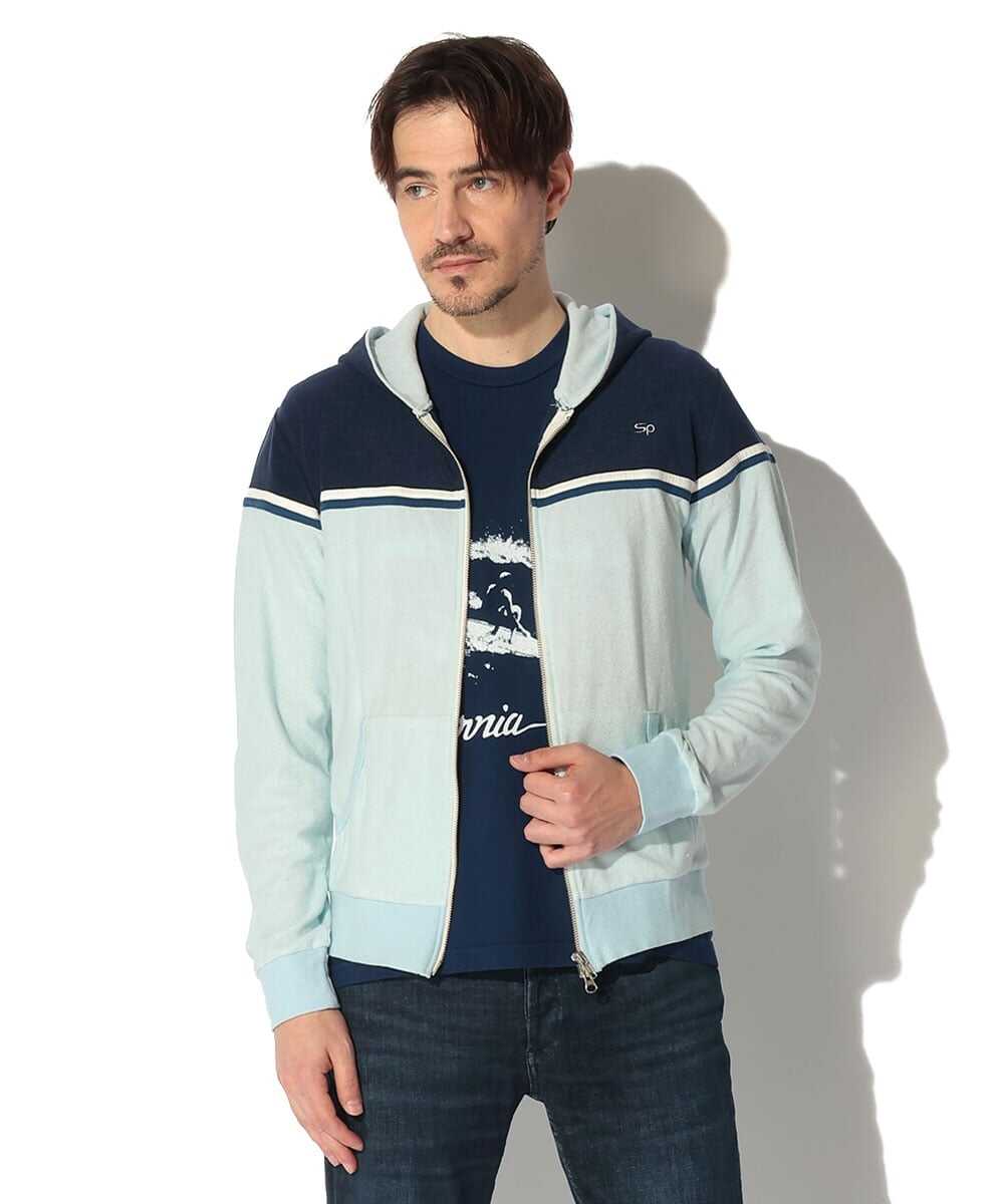 ツートーン パイルジップパーカ