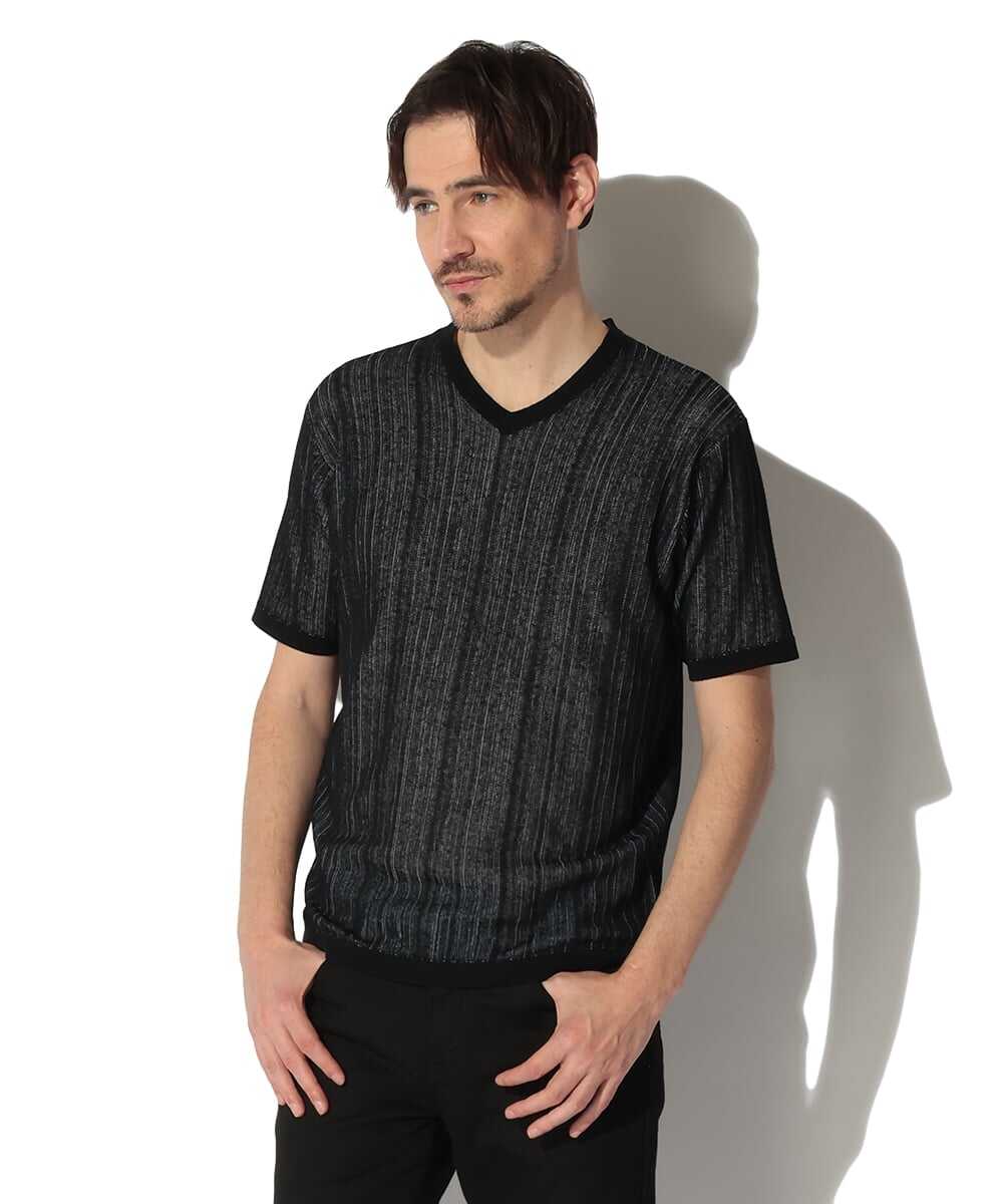 ストライプニットTシャツ