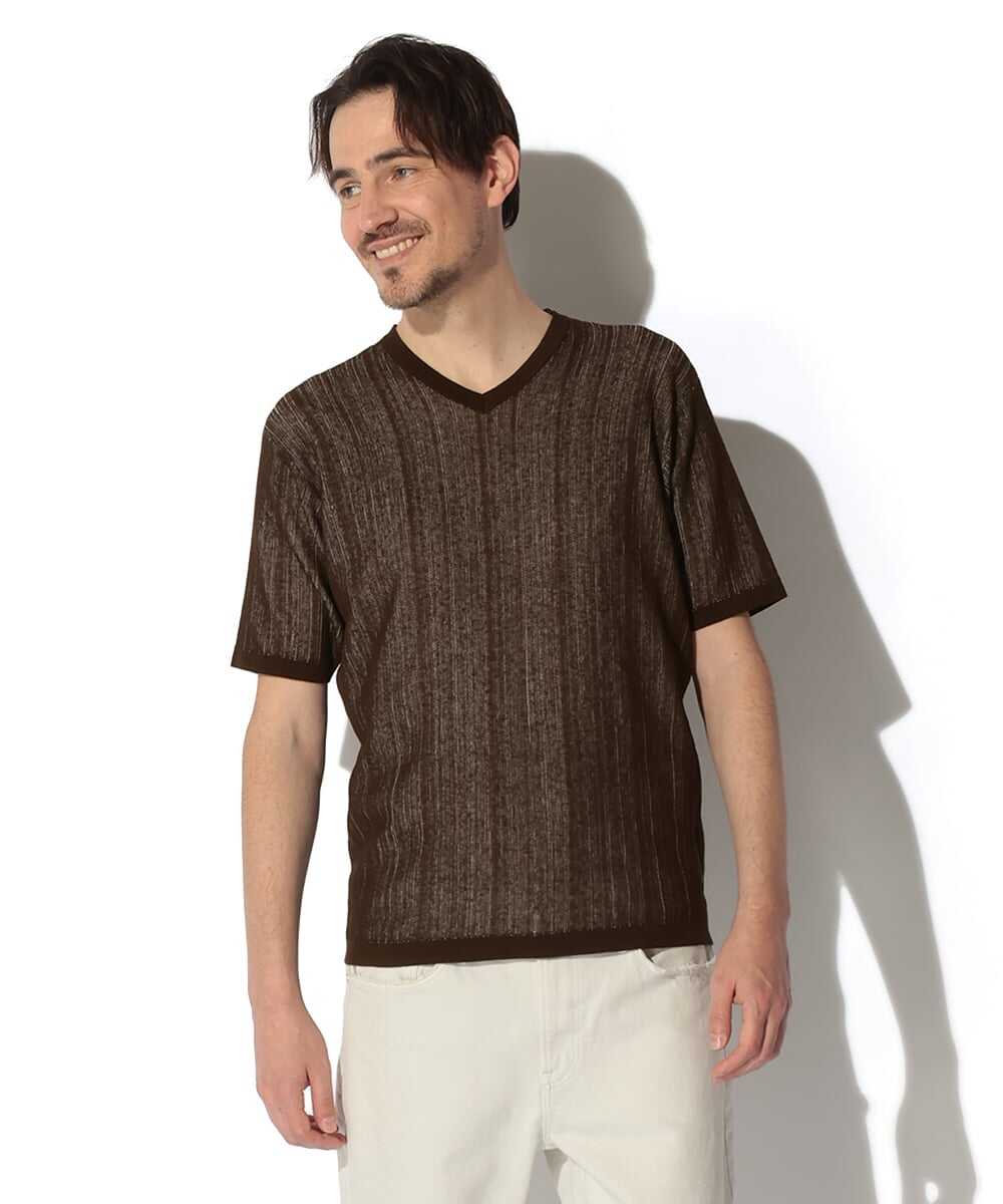 ストライプニットTシャツ