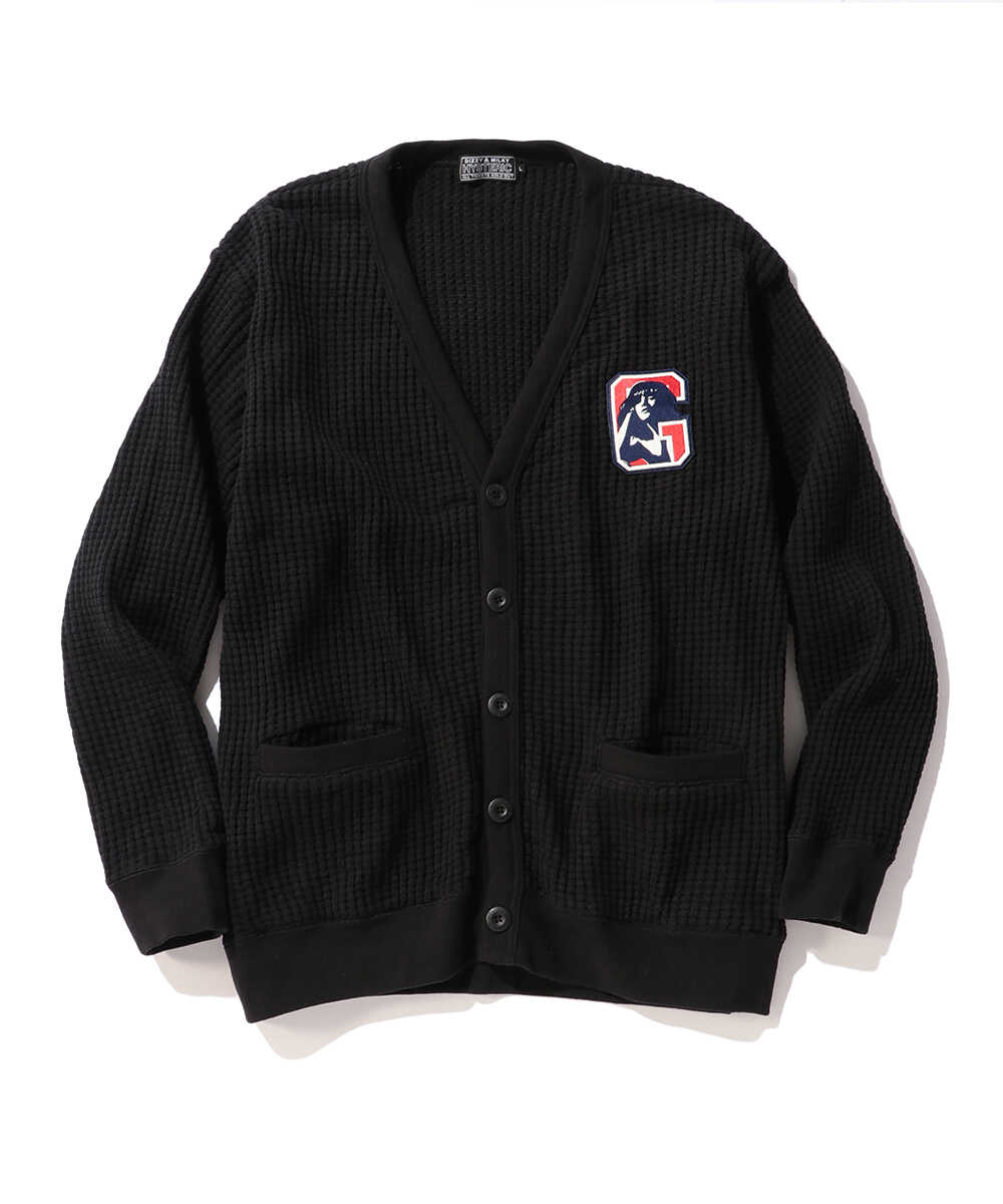HG LAYDOWN ワッペンカーディガン