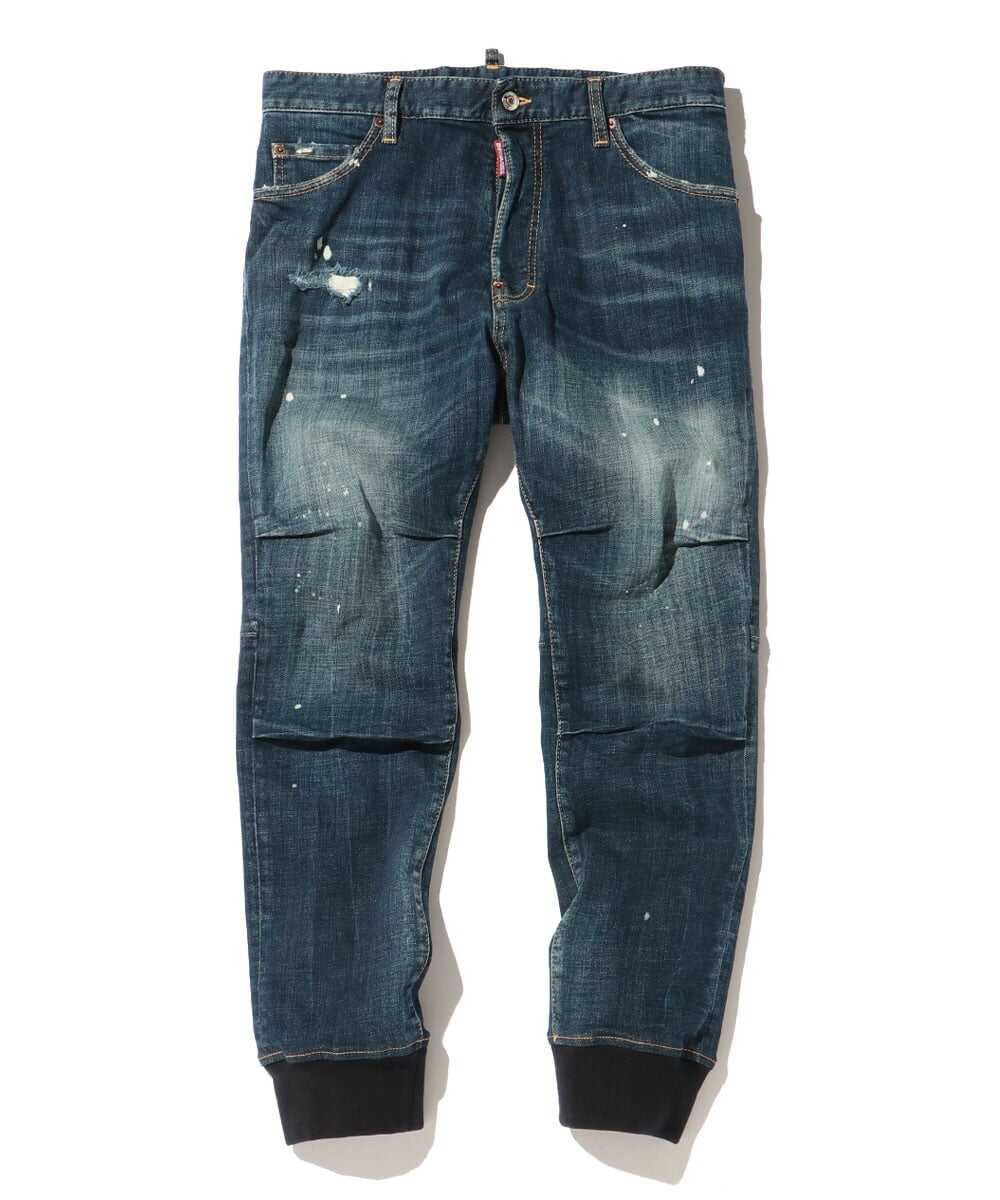 ウォッシュ加工 トラックデニムパンツ