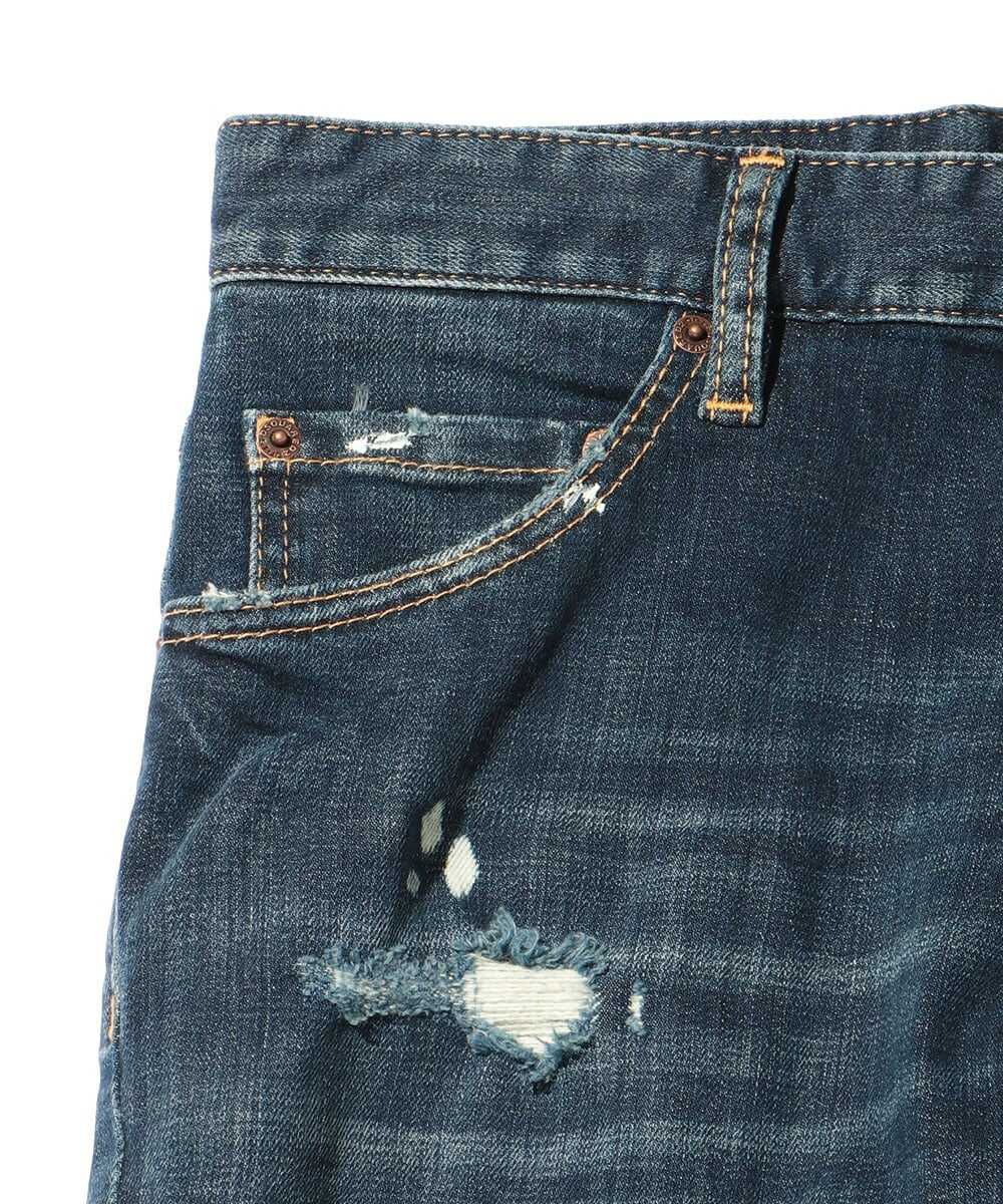 ウォッシュ加工 トラックデニムパンツ