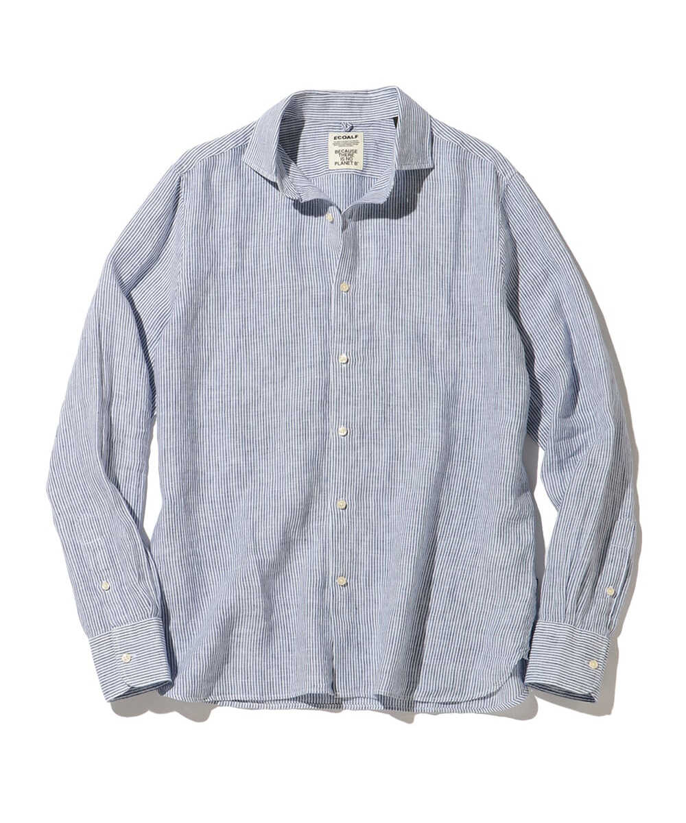  ALFRED/アルフレッド ストライプリネンシャツ