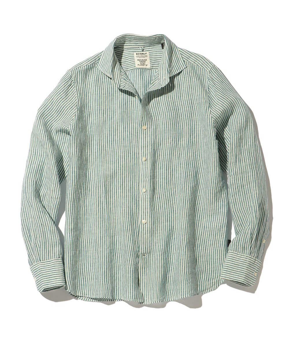  ALFRED/アルフレッド ストライプリネンシャツ