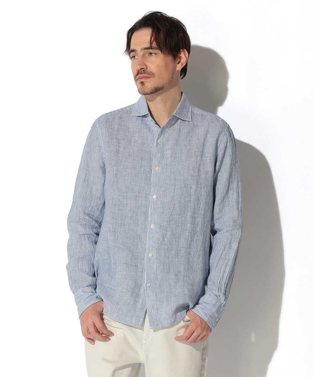  ALFRED/アルフレッド ストライプリネンシャツ