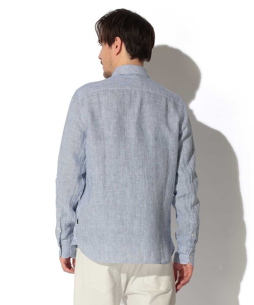  ALFRED/アルフレッド ストライプリネンシャツ