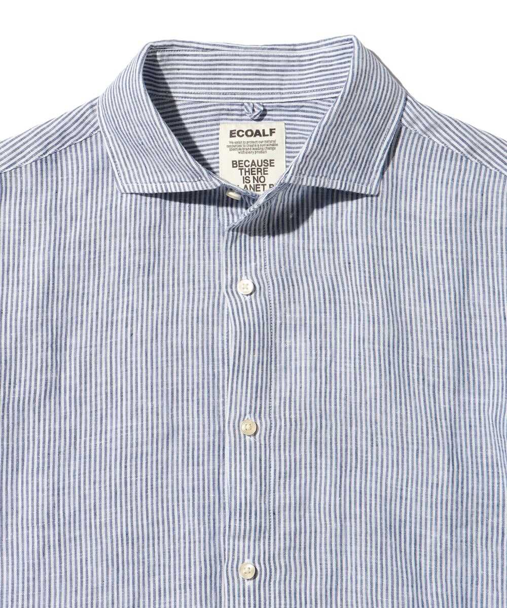  ALFRED/アルフレッド ストライプリネンシャツ
