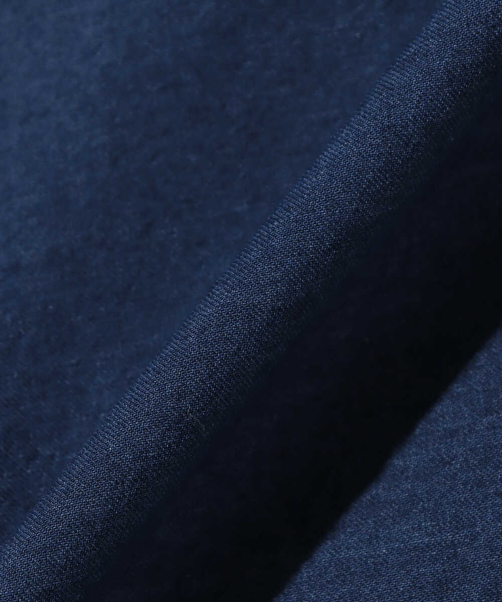 シアーデニム プルオーバー ショートカラーシャツ