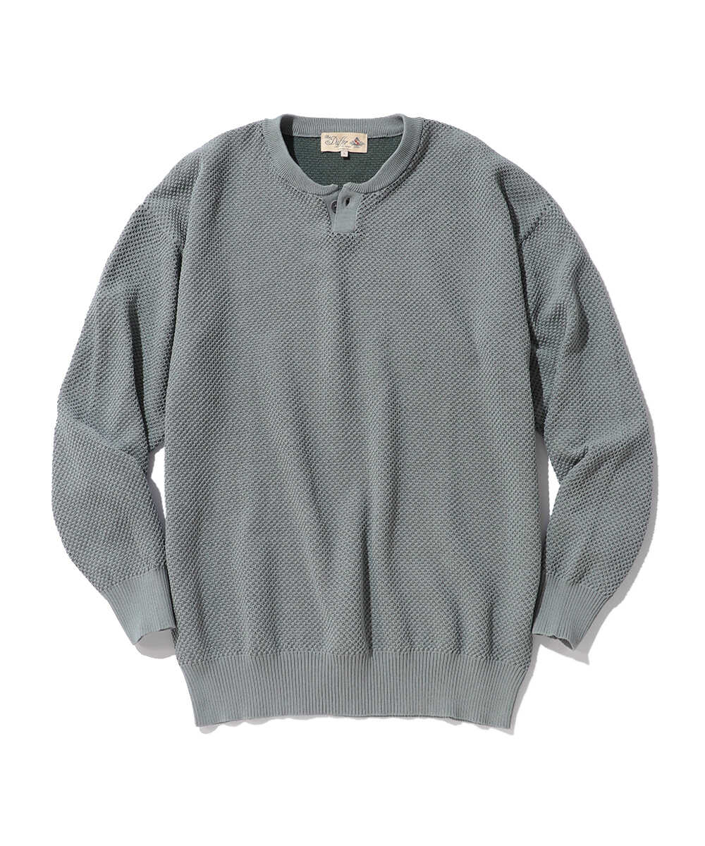 メッシュニット ヘンリーネック